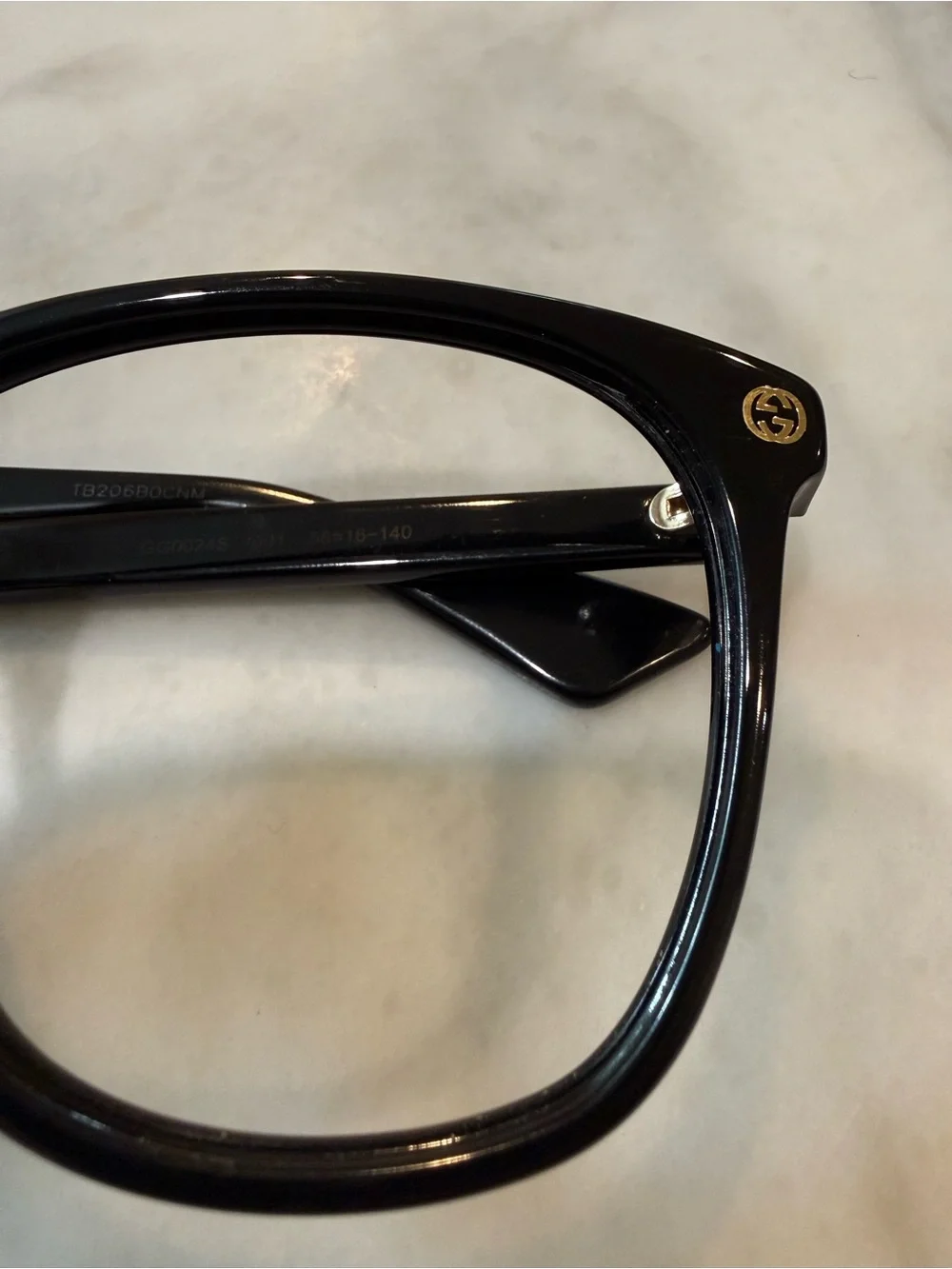 Authentic Gucci Black Designer Frames 58mm GG0024S 001 58-16-140 Made in Italy